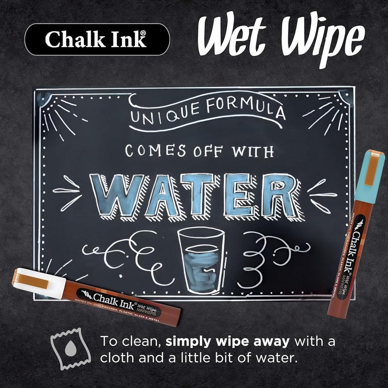 Chalk Ink Markers طباشير مبللة برأس دقيق (كلاسيكي، 1مم، 4 عبوات) - Image 5